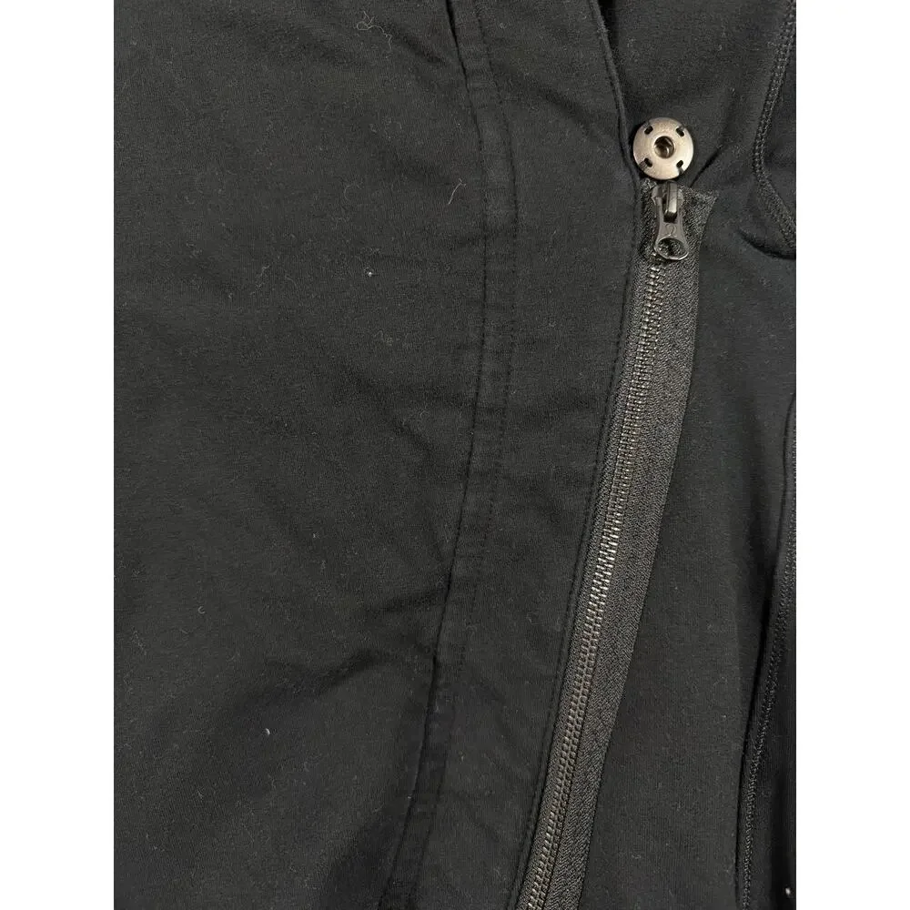 Lululemon Method Wrap Black Asymmetrical Zip Cowl Neck Jacket Size 10